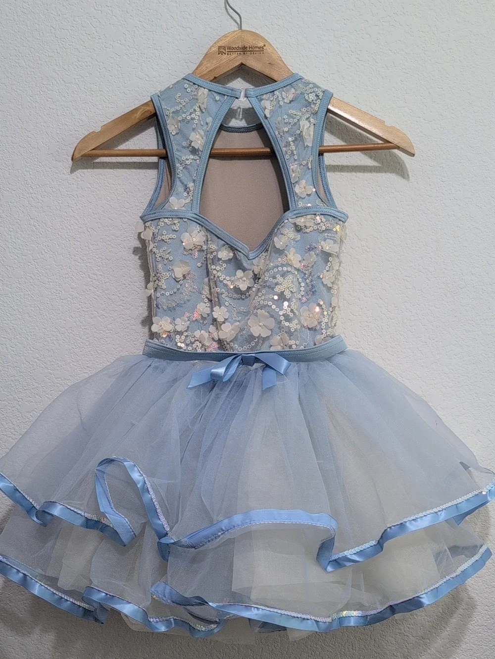 Weissman Dance Costume Child Medium Light Blue Leotard Ballet Floral Tutu